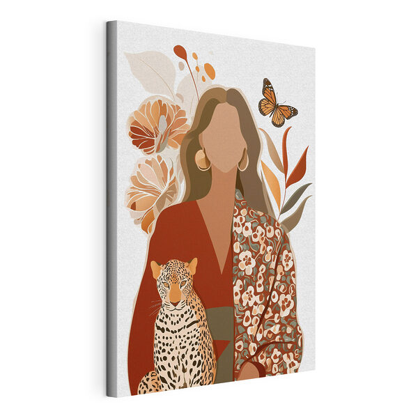 Wandbilder Frau mit einem Leoparden und Schmetterlingen (Artikelnummer: s48435) Wandbilder Wandbilder Frau mit einem Leoparden und Schmetterlingen (Artikelnummer: s48435)