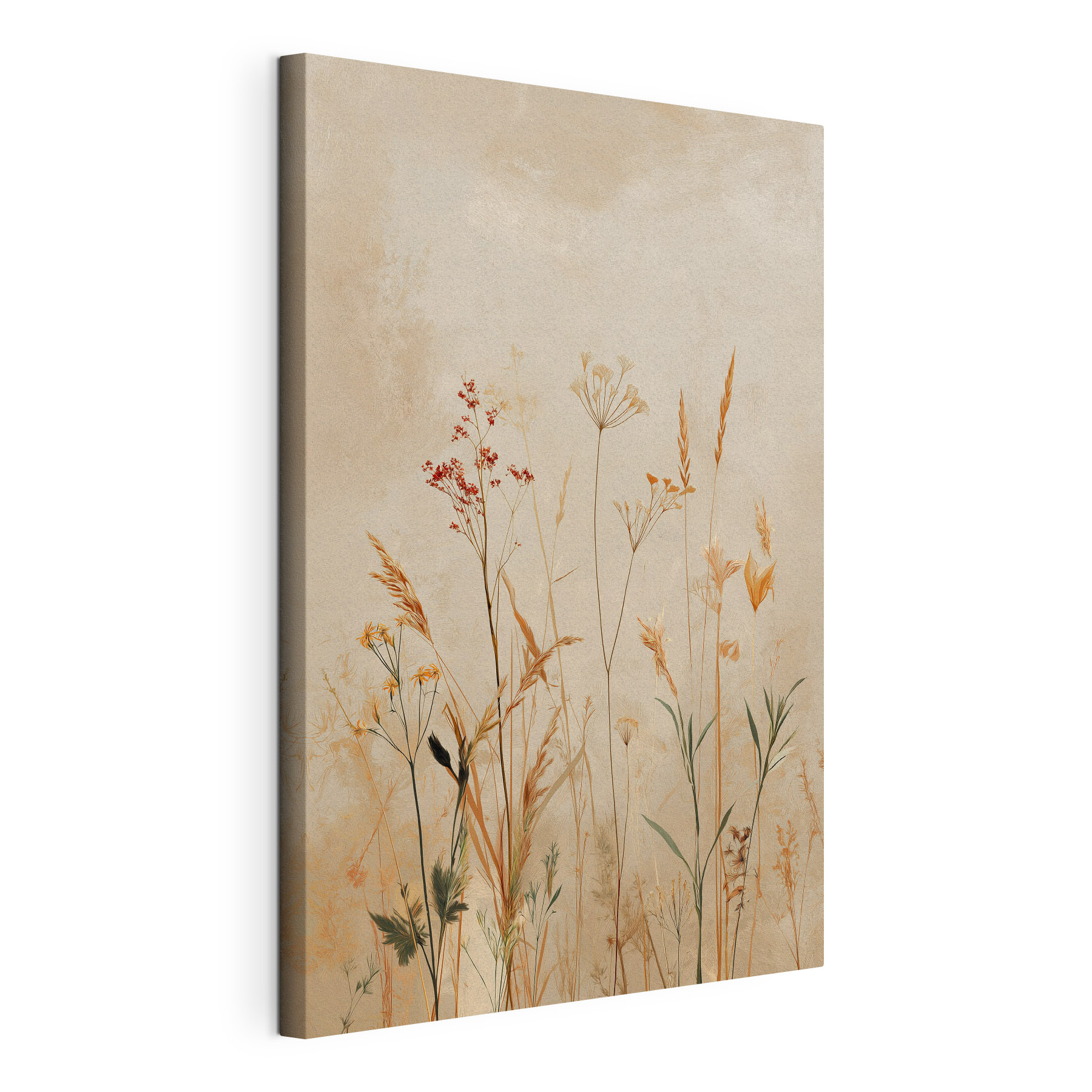 Ethereal wildflower composition on canvas