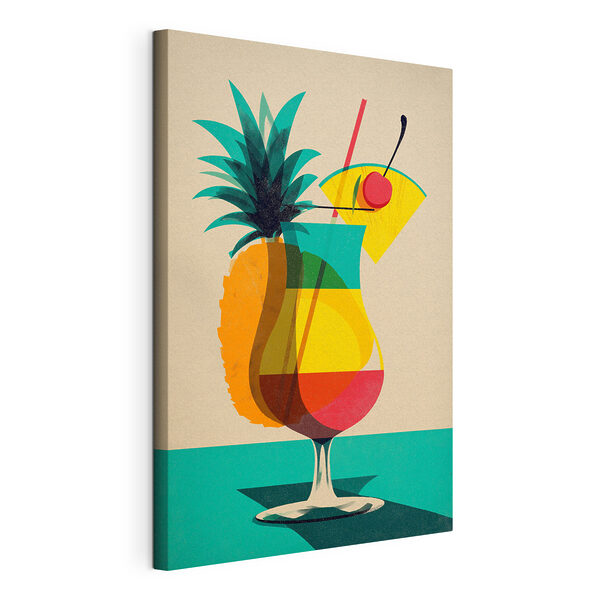Wandbilder Wandbilder Bunter Cocktail mit einer Ananas und einem Strohhalm (Artikelnummer: s48470)