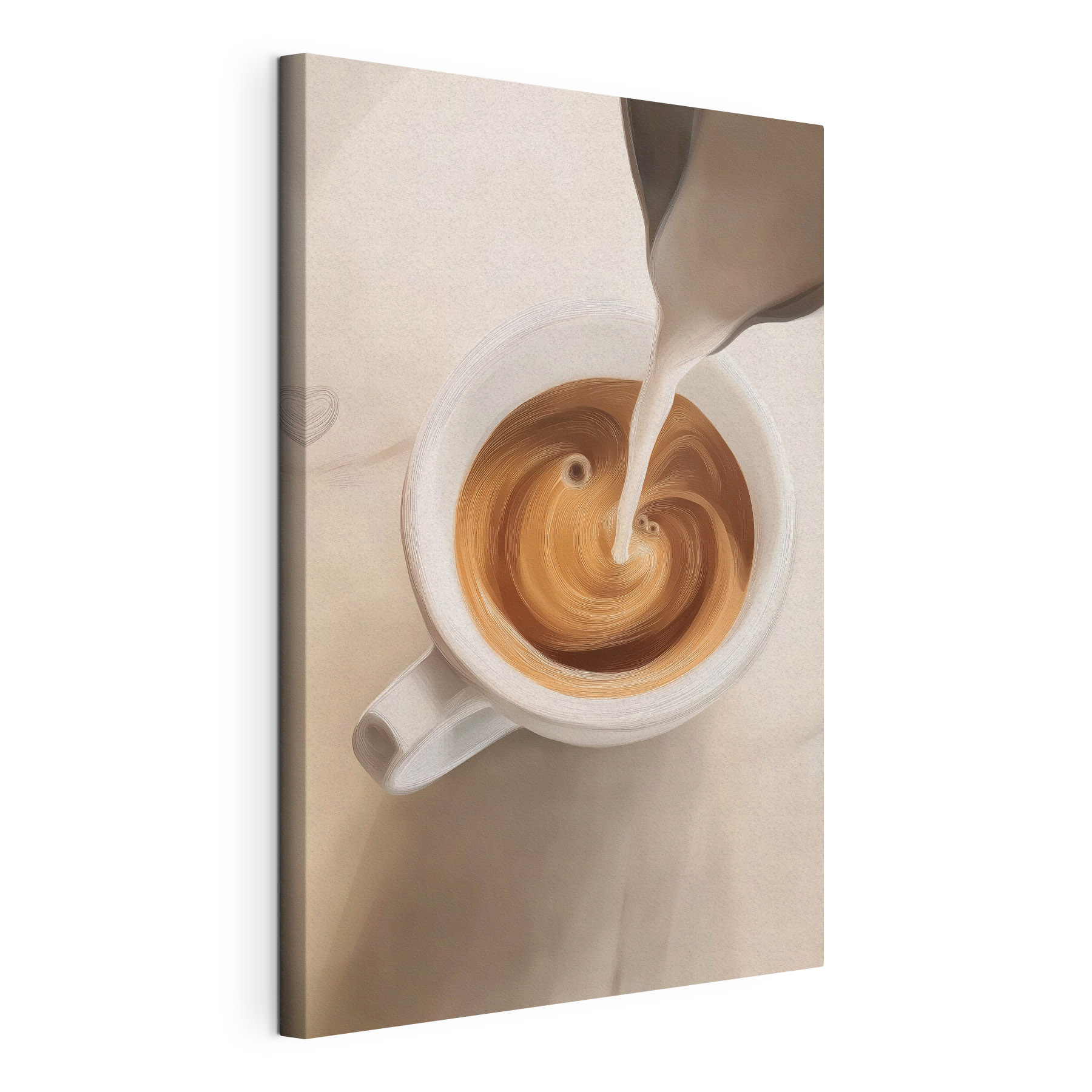 Cup of coffee with milk pouring into it Cup of coffee with milk pouring into it