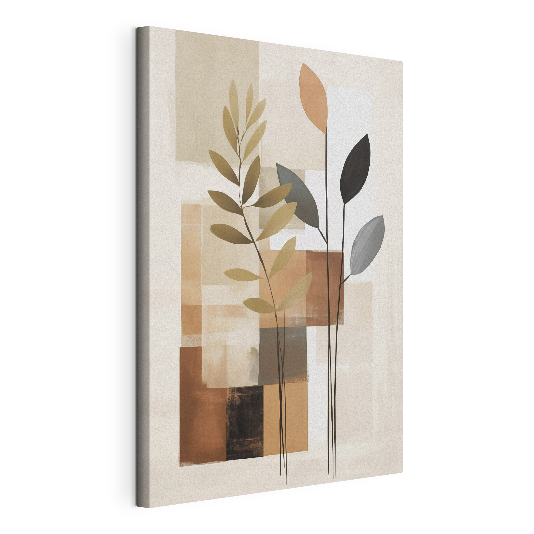 Painting of leaves and squares