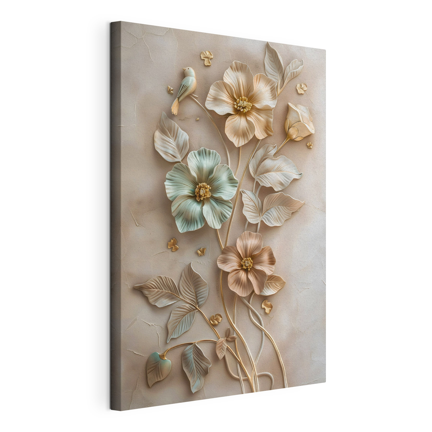Wall art with flowers and leaves
