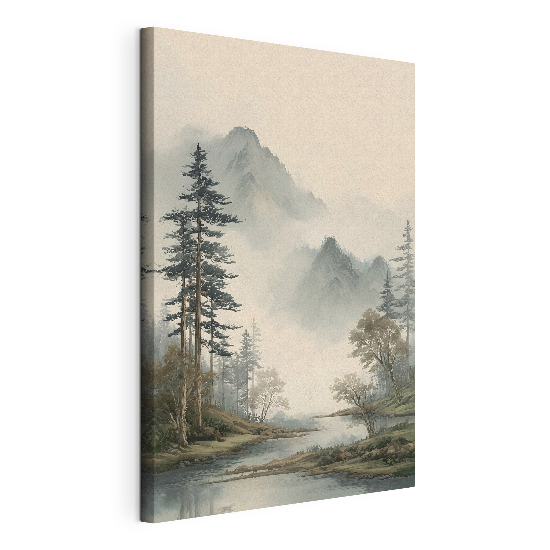 Landscape of a river with trees and mountains Landscape of a river with trees and mountains