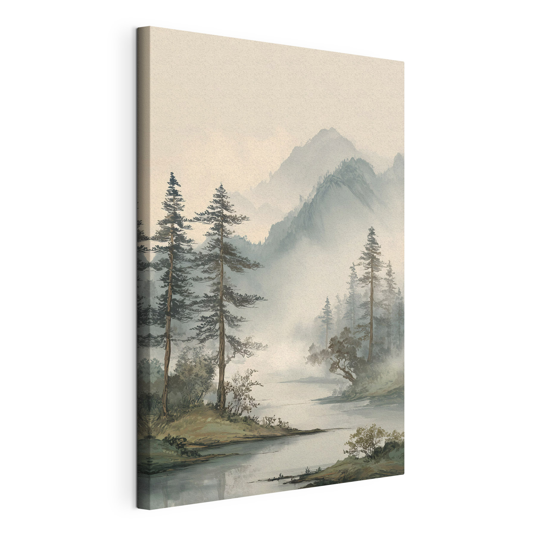 River with trees and mountains in the background