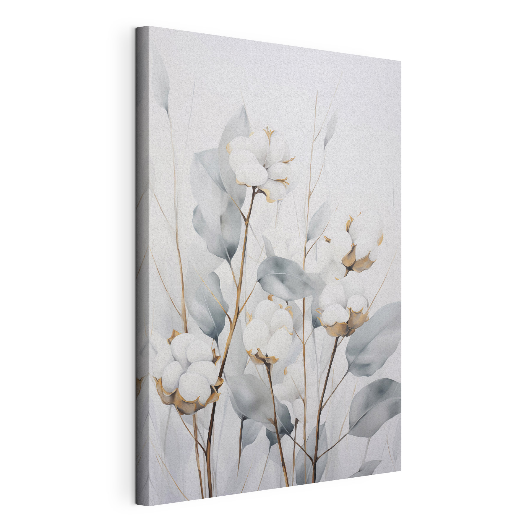 Painting of cotton flowers and leaves Painting of cotton flowers and leaves