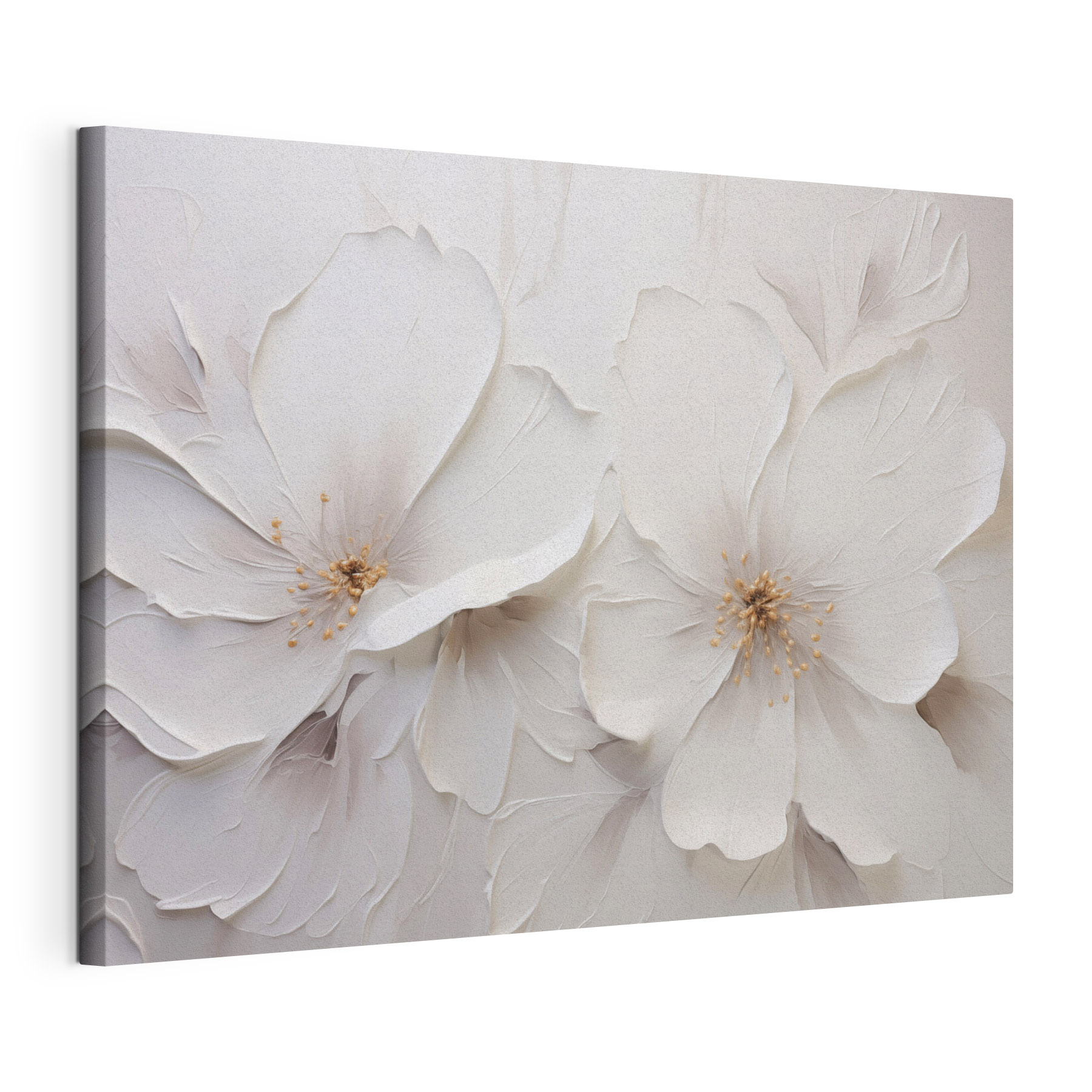 White flower art on a wall White flower art on a wall