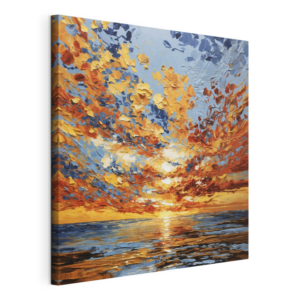 Painting of a sunset over water