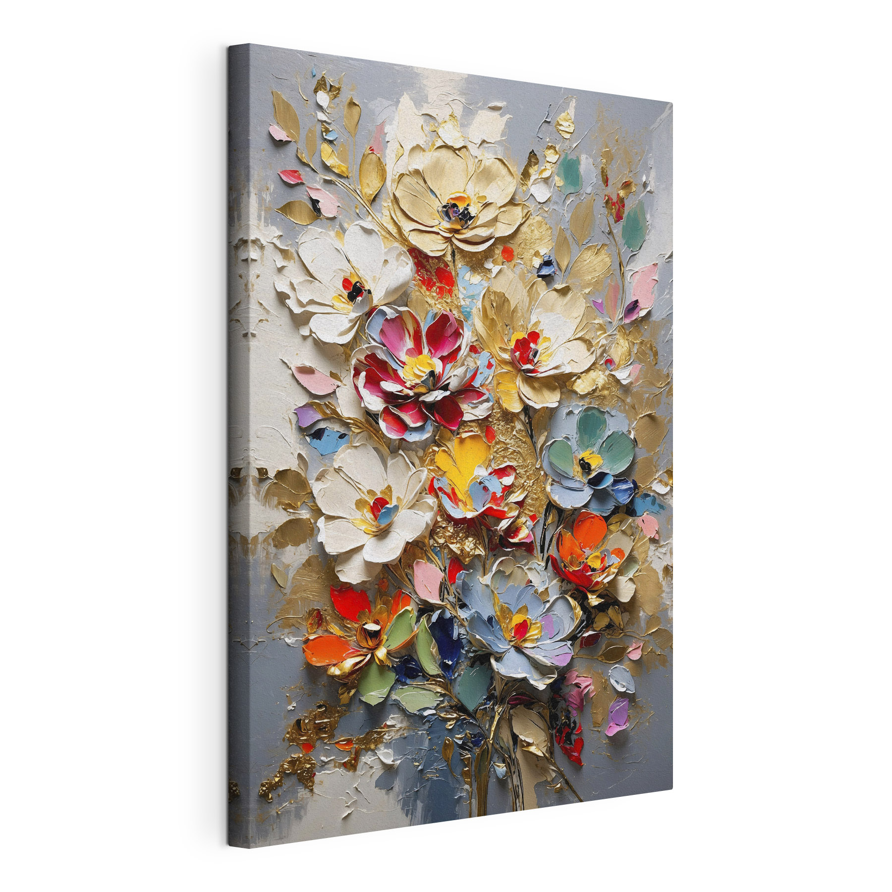 Painting of flowers on a grey surface Painting of flowers on a grey surface