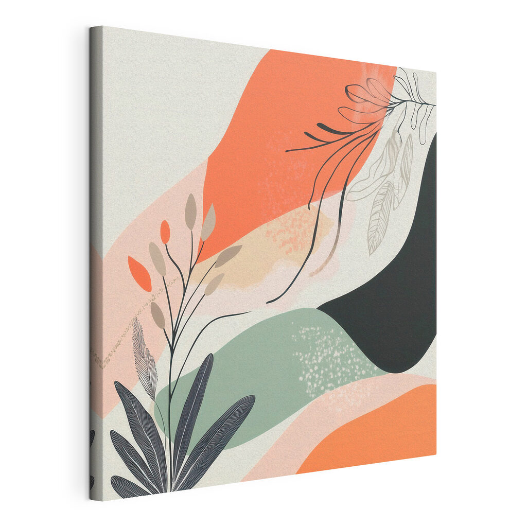 Colorful art with leaves and shapes Colorful art with leaves and shapes