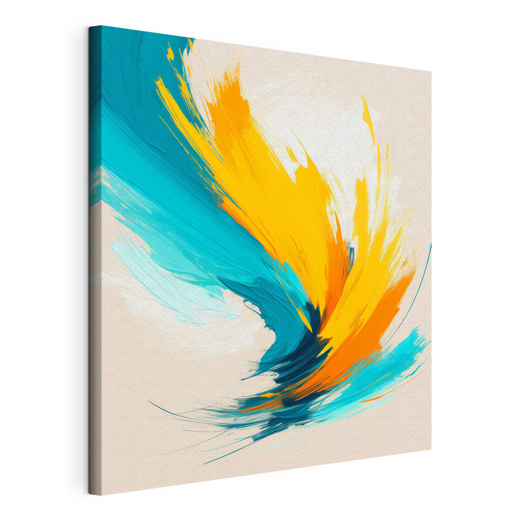 Blue and yellow paint swirls