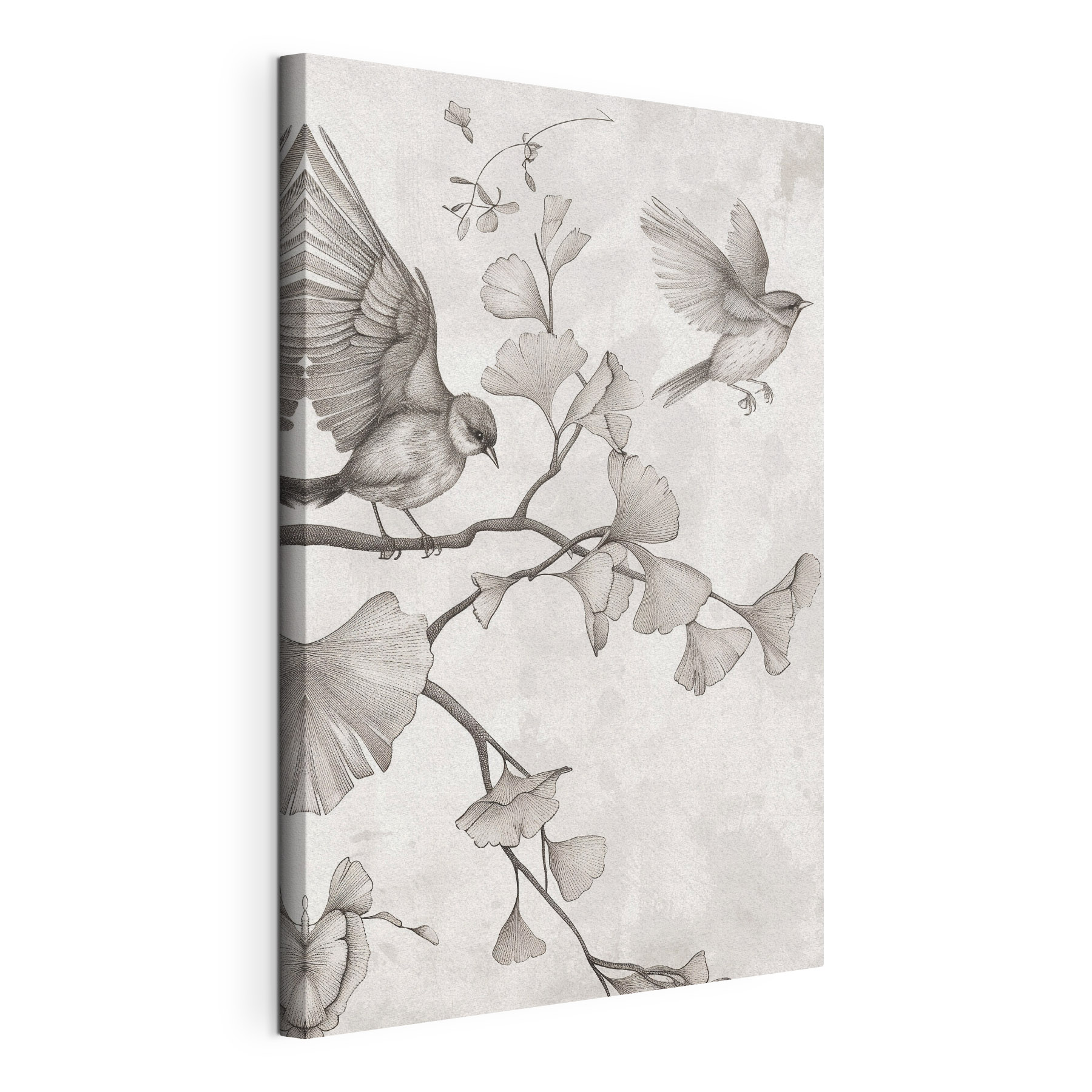 Birds on a branch with leaves Birds on a branch with leaves