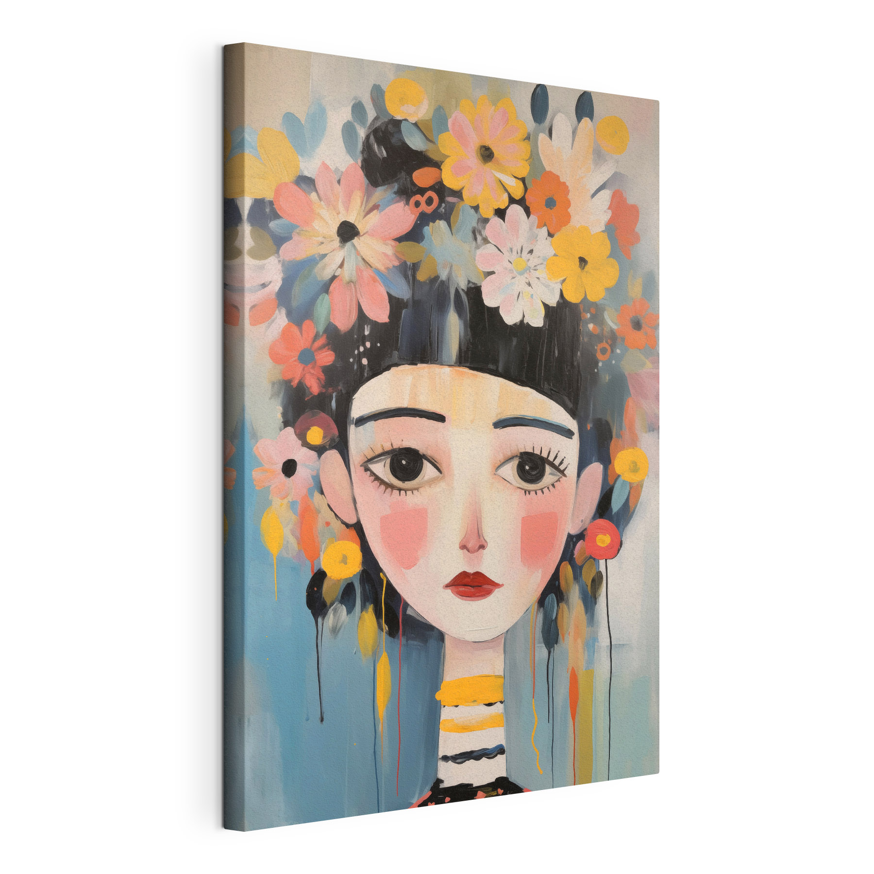 Painting of a woman with flowers in her hair Painting of a woman with flowers in her hair