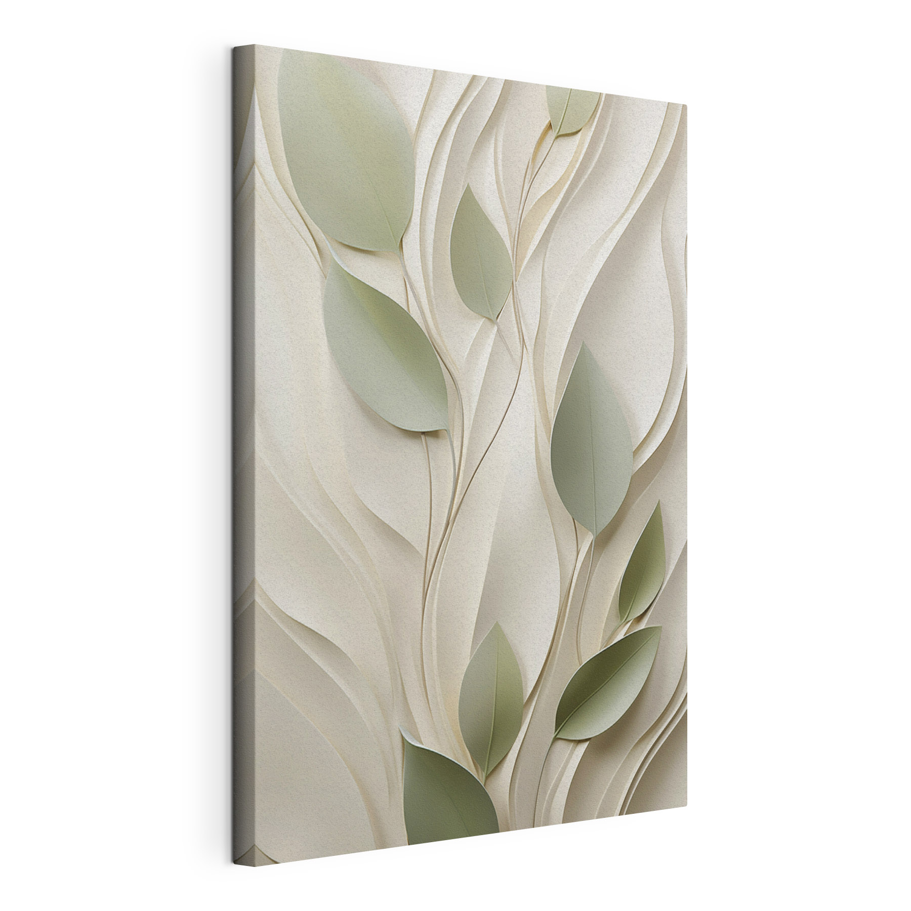 White and green paper cutout with leaves