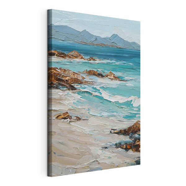 Wandbilder Wandbilder Gemälde eines Strandes mit Felsen und Wasser (Artikelnummer: s48995)