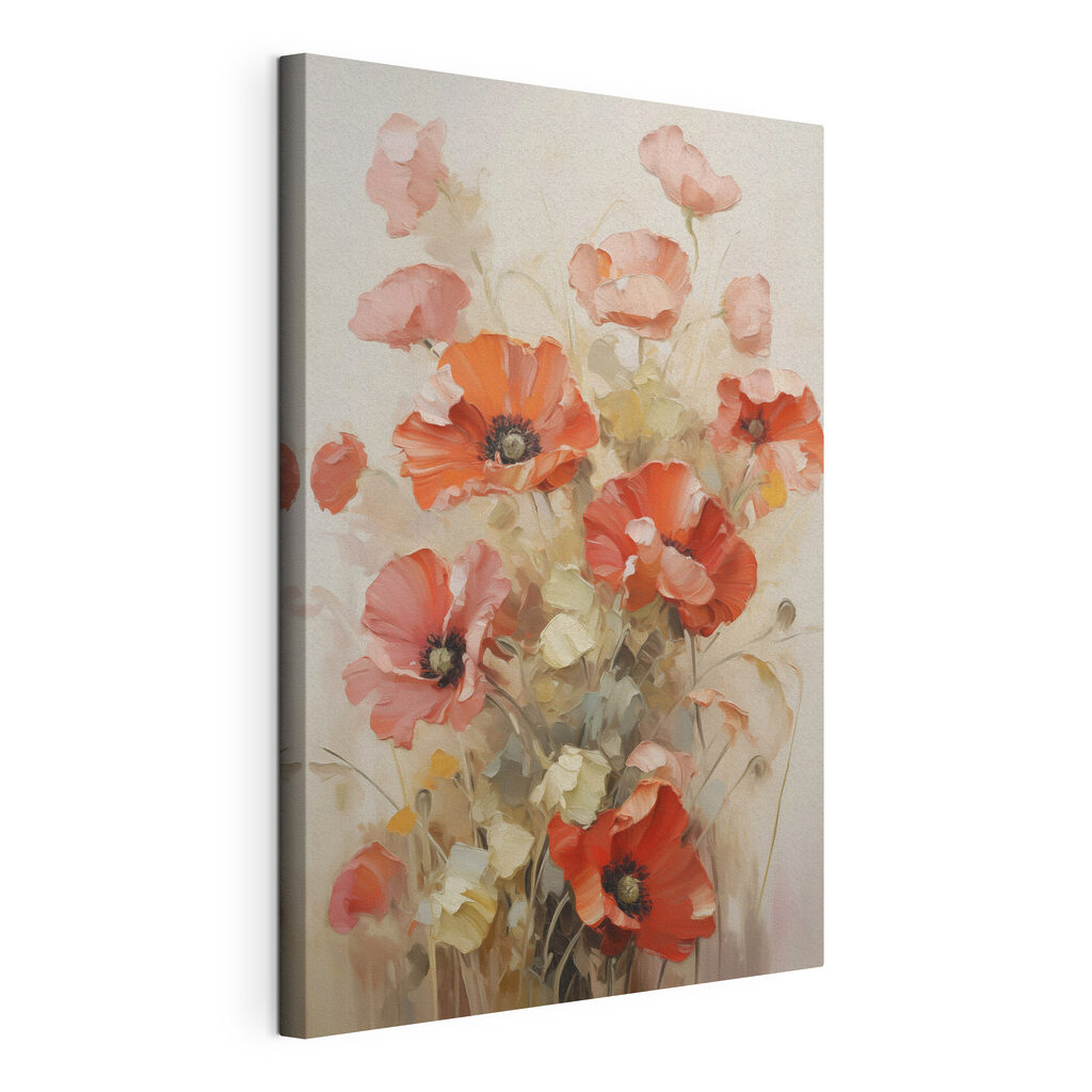 Painting of flowers on a white surface Painting of flowers on a white surface