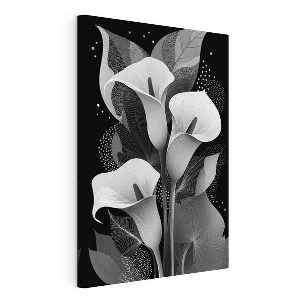 Wandbilder Wandbilder Elegante Blumenillustration auf schwarzem Hintergrund (Artikelnummer: s49087)