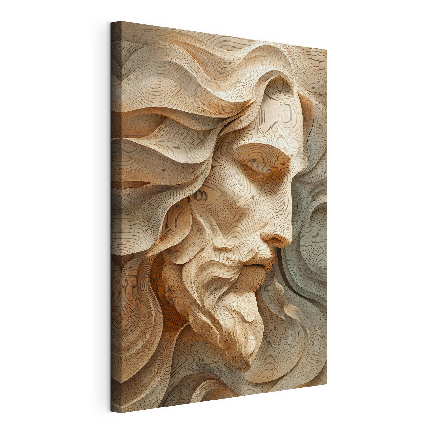 Wood carving of a man's face Wood carving of a man's face