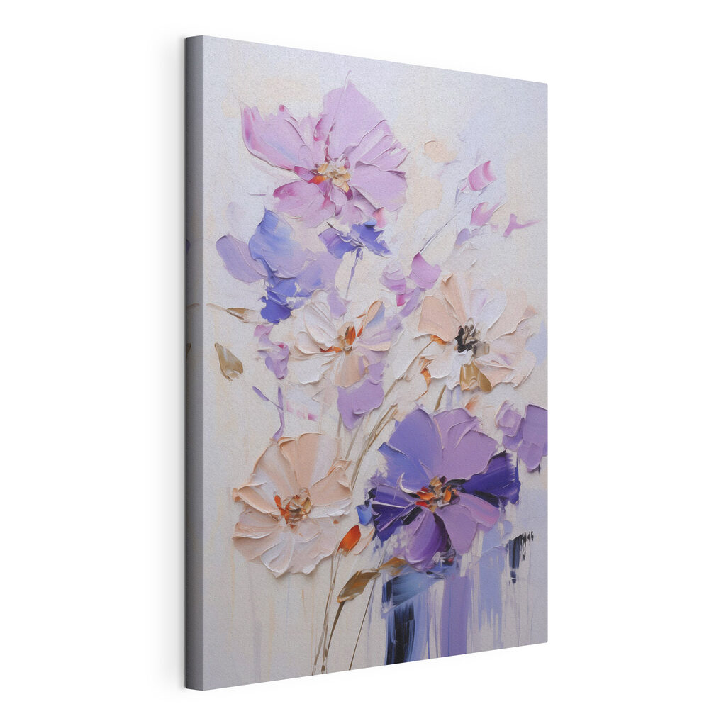 Painting of flowers on a white surface Painting of flowers on a white surface