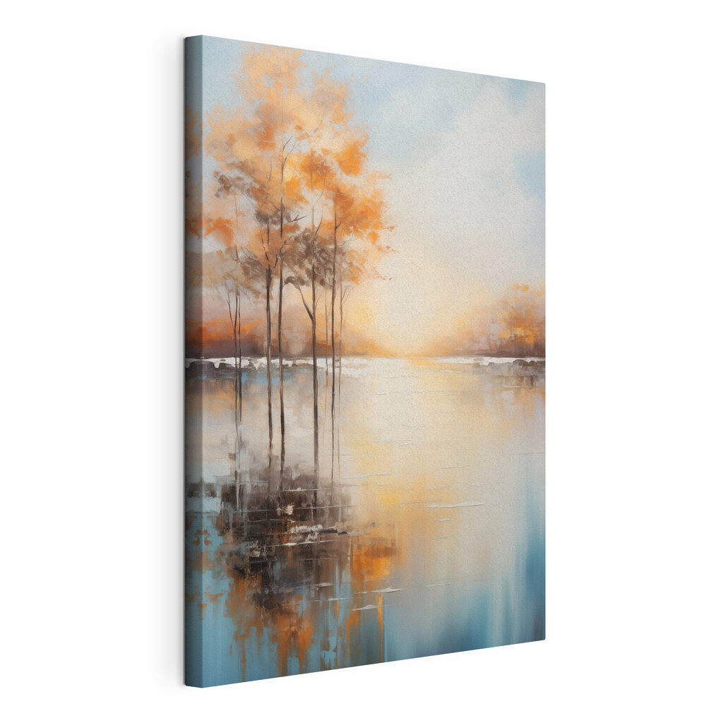 Painting of trees in a lake Painting of trees in a lake