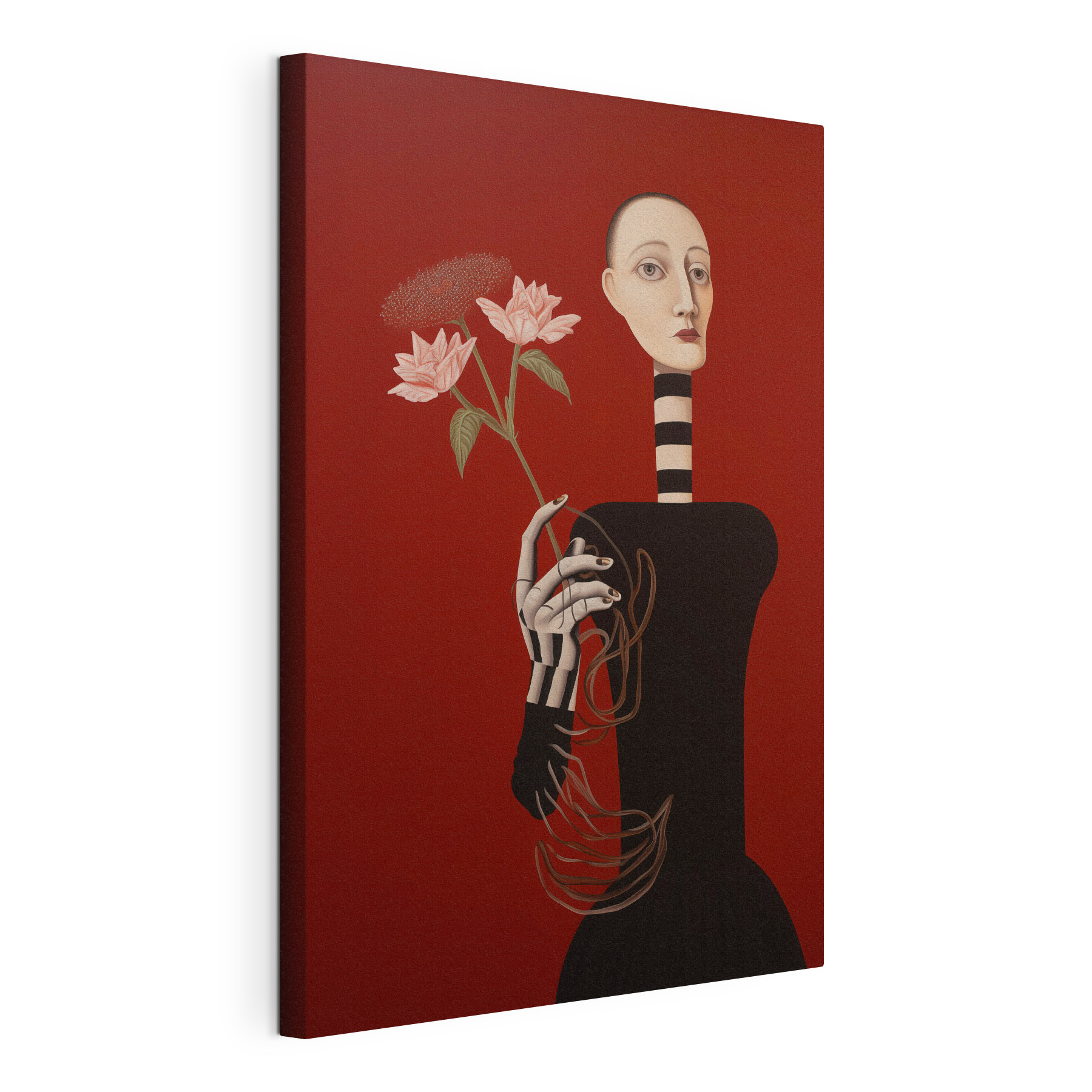 Painting of a woman holding flowers Painting of a woman holding flowers