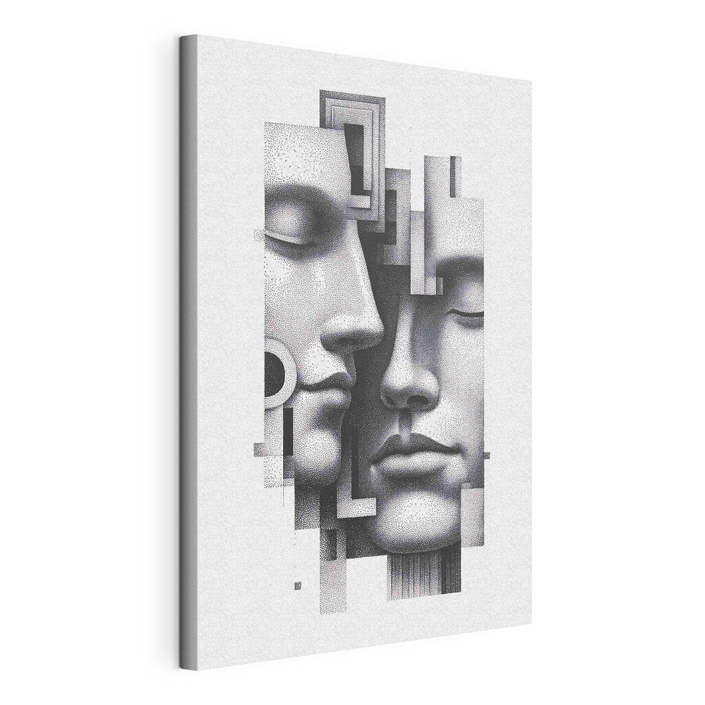 Black and white image of two faces Black and white image of two faces