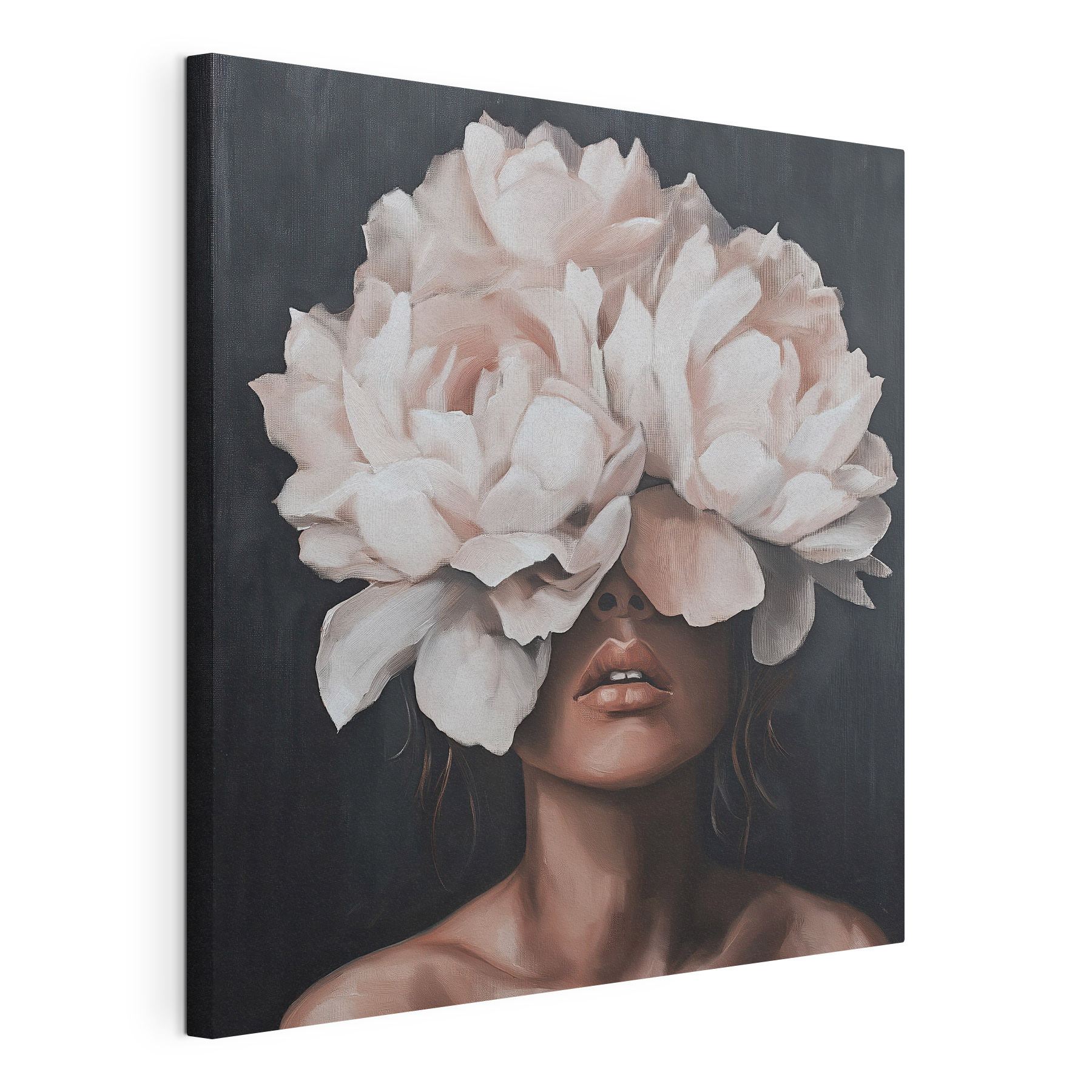Painting of a woman with flowers on her head