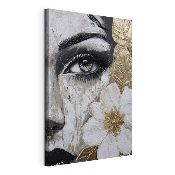 Wandbilder Wandbilder - Eindrucksvolles Porträt mit Blumenmotiv (Artikelnummer: s49273)