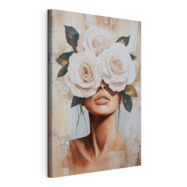 Wandbilder Gemälde einer Frau mit Blumen im Gesicht (Artikelnummer: s49288) Wandbilder Wandbilder Gemälde einer Frau mit Blumen im Gesicht (Artikelnummer: s49288)