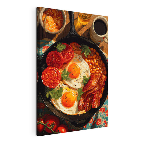 Wandbilder Pfanne mit Eiern, Speck, Bohnen und Tomaten (Artikelnummer: s49308) Wandbilder Wandbilder Pfanne mit Eiern, Speck, Bohnen und Tomaten (Artikelnummer: s49308)