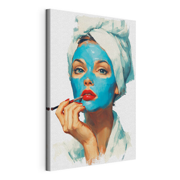 Wandbilder Wandbilder Frau mit einer blauen Maske im Gesicht (Artikelnummer: s49316)