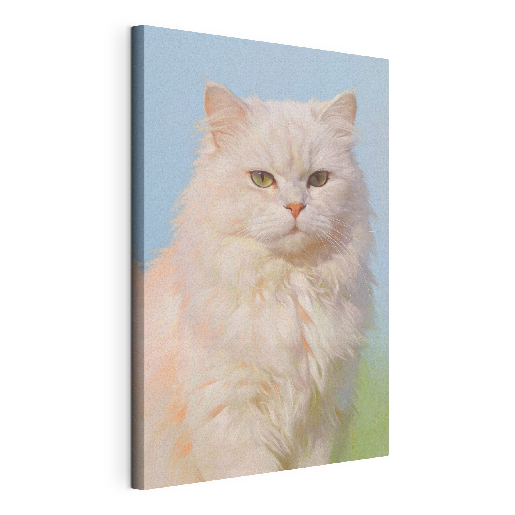 White cat with green eyes
