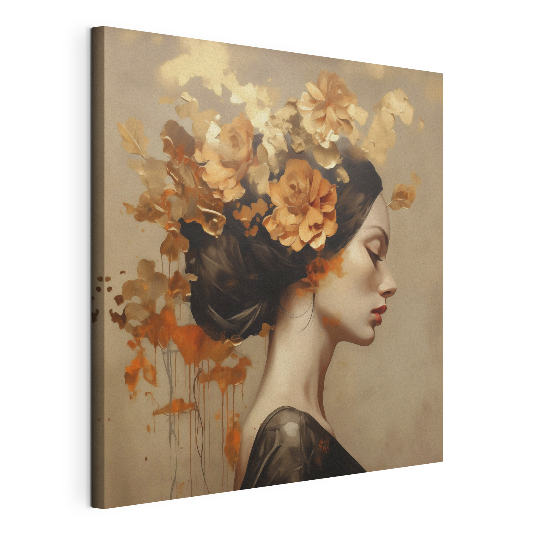 Painting of a woman with flowers in her hair
