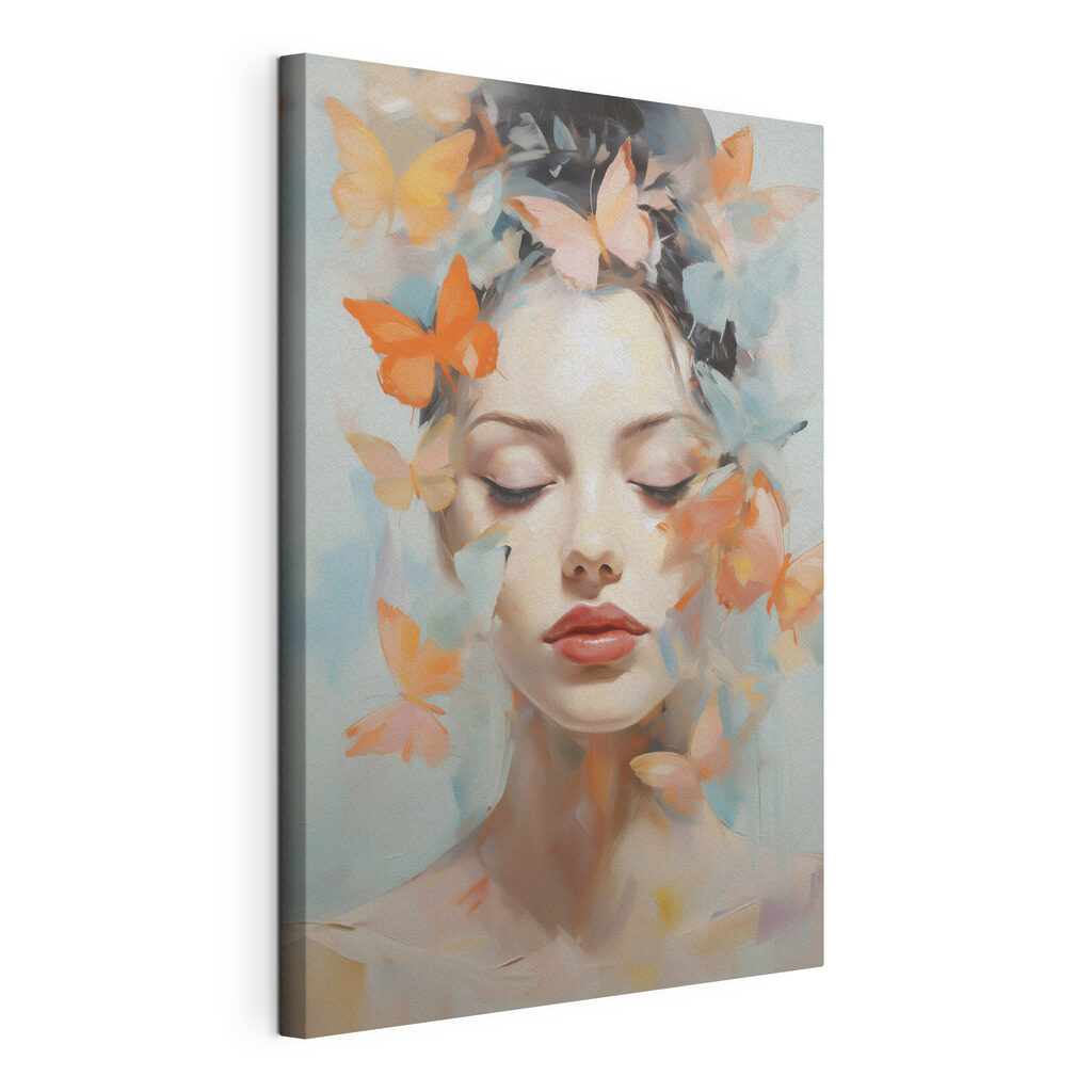 Woman with butterflies around her face Woman with butterflies around her face