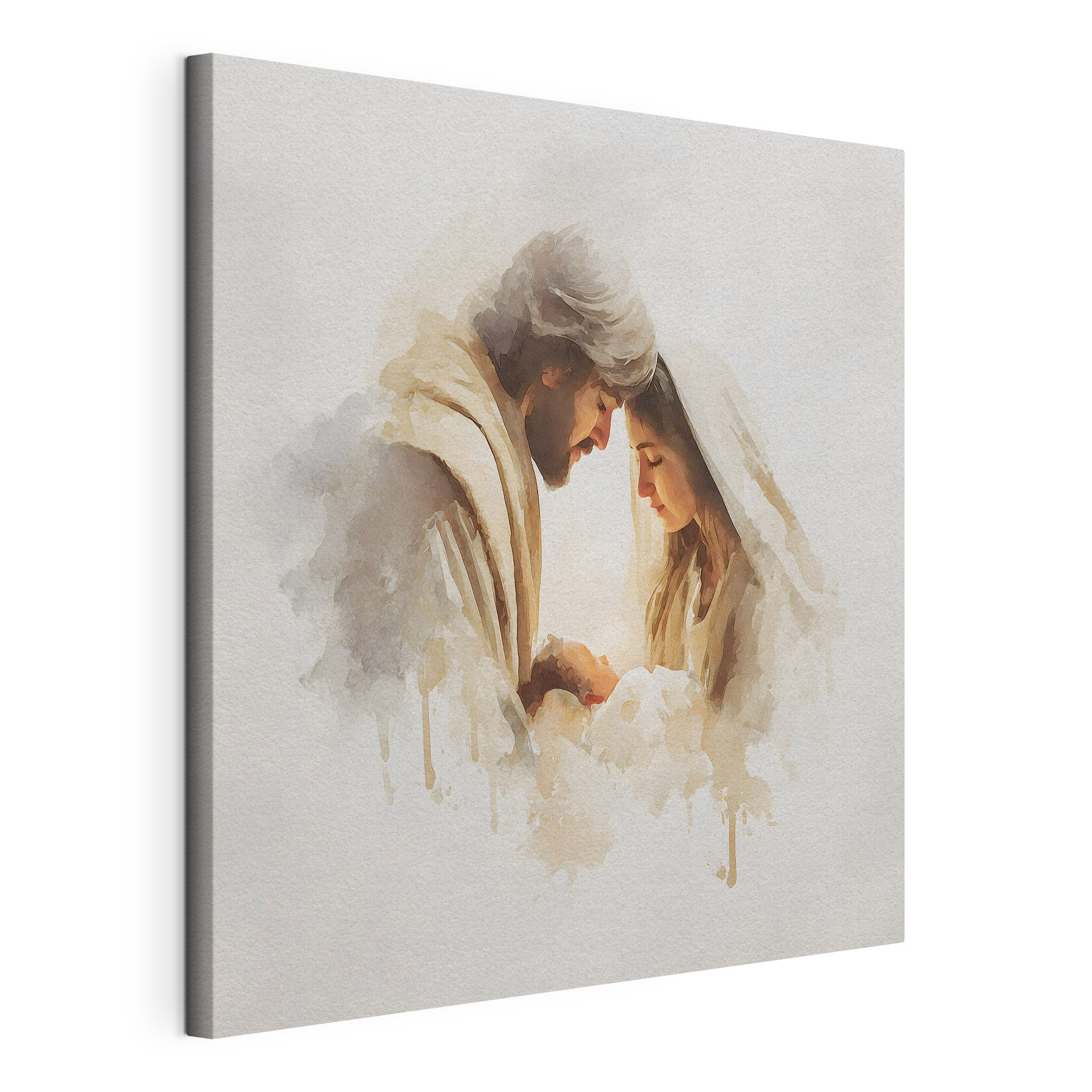 Man and woman in blankets looking at each other