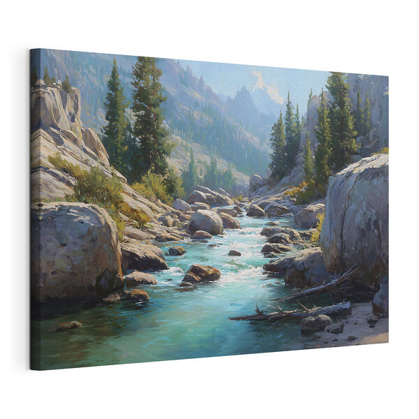 Wandbilder Ein Fluss, der durch ein felsiges Gebirge fließt