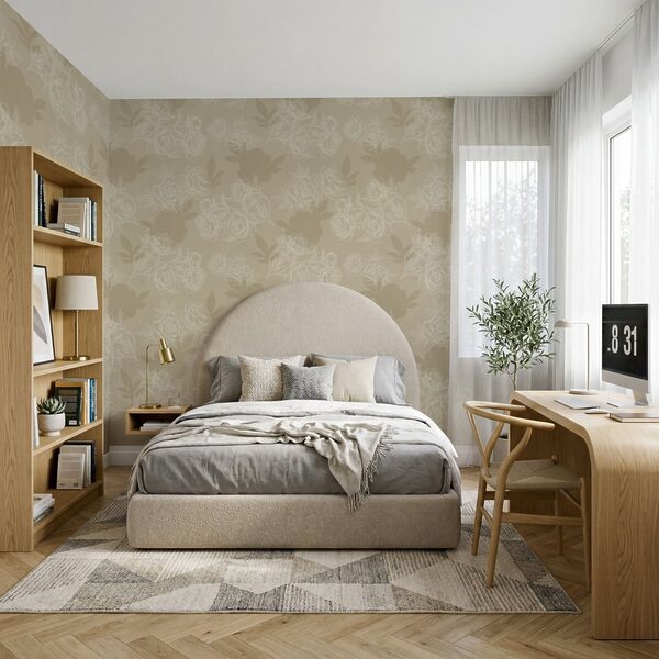 Tapete mit Blumen und Blättern Tapete mit Blumen und Blättern