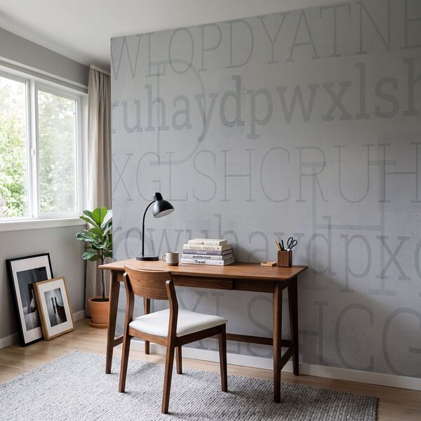 Grauer Hintergrund mit Buchstaben