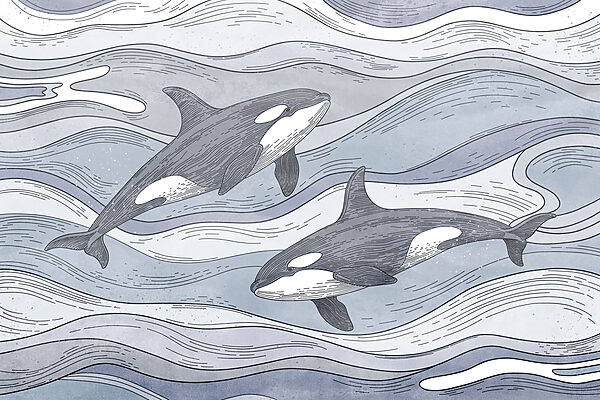 Group of whales swimming in the water Group of whales swimming in the water