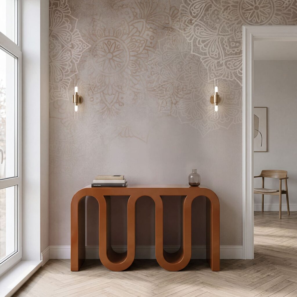 Weißer und rosa Hintergrund mit weißen Mandalas Weißer und rosa Hintergrund mit weißen Mandalas