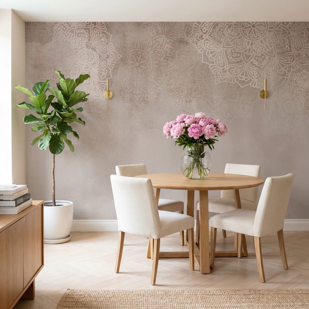 Weißer und rosa Hintergrund mit weißen Mandalas Weißer und rosa Hintergrund mit weißen Mandalas