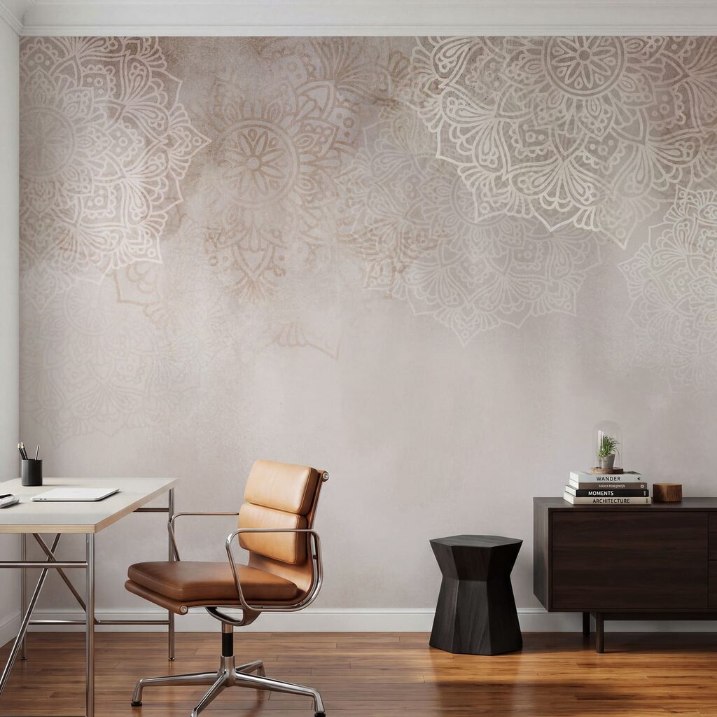 Weißer und rosa Hintergrund mit weißen Mandalas Weißer und rosa Hintergrund mit weißen Mandalas