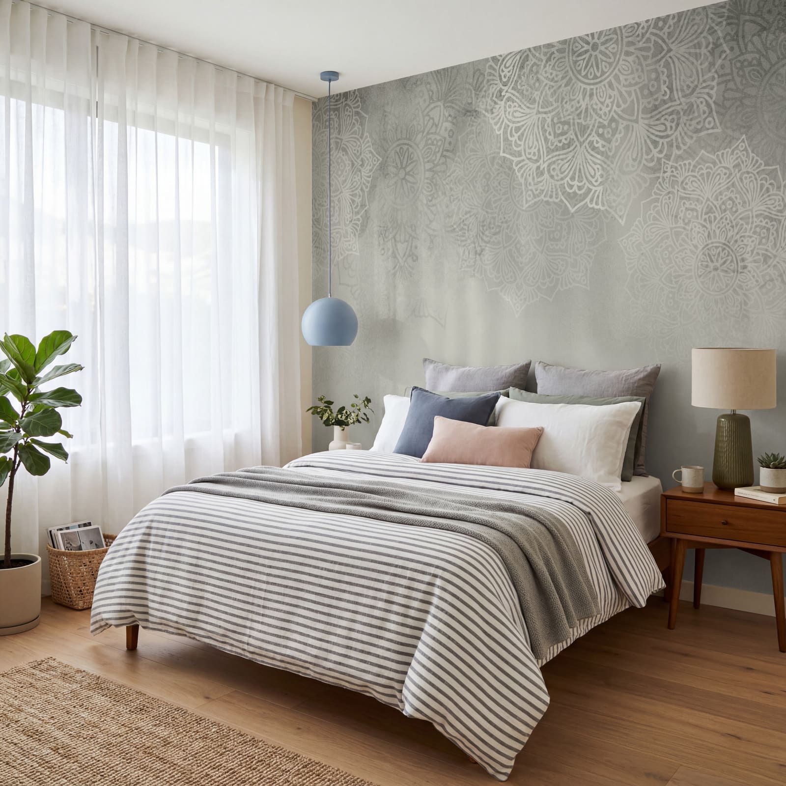 Weißer und grauer Hintergrund mit weißen Mandalas