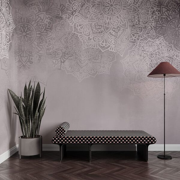 Weißer und rosa Hintergrund mit weißen Mandalas Weißer und rosa Hintergrund mit weißen Mandalas
