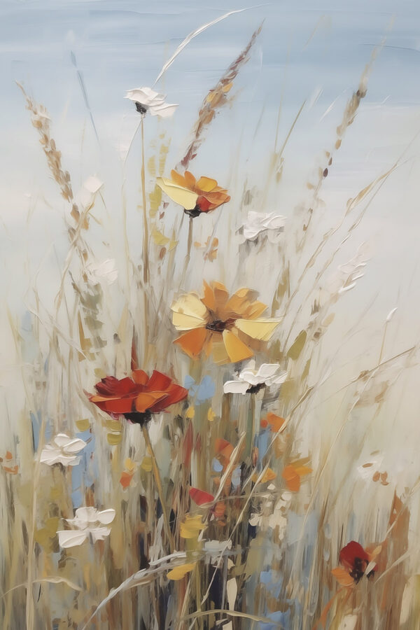 Painting of flowers in a field Painting of flowers in a field