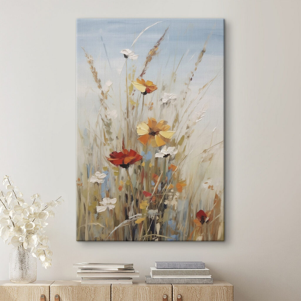 Painting of flowers in a field Painting of flowers in a field