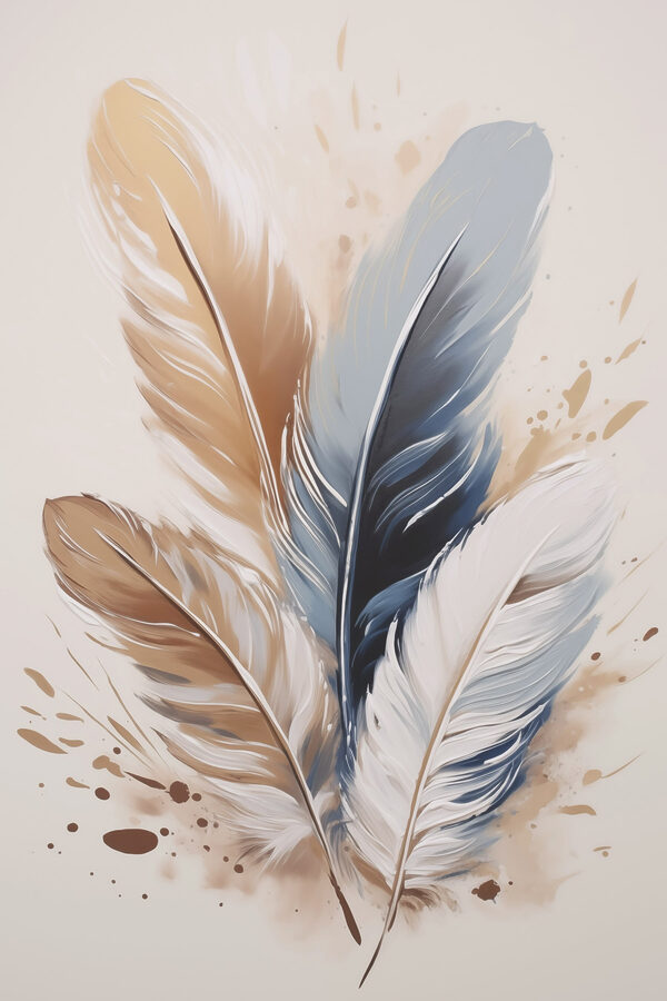 Group of feathers on a white surface