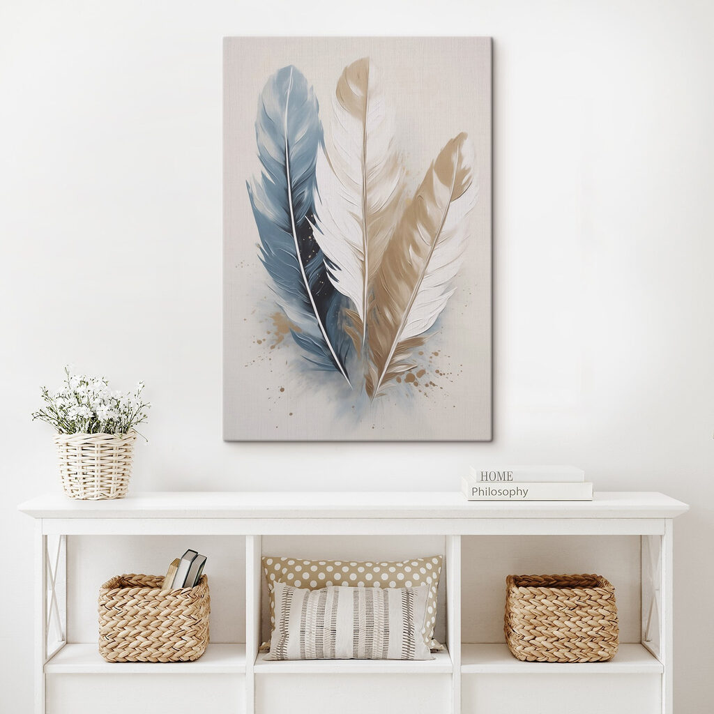 Colorful feathers on a soft background