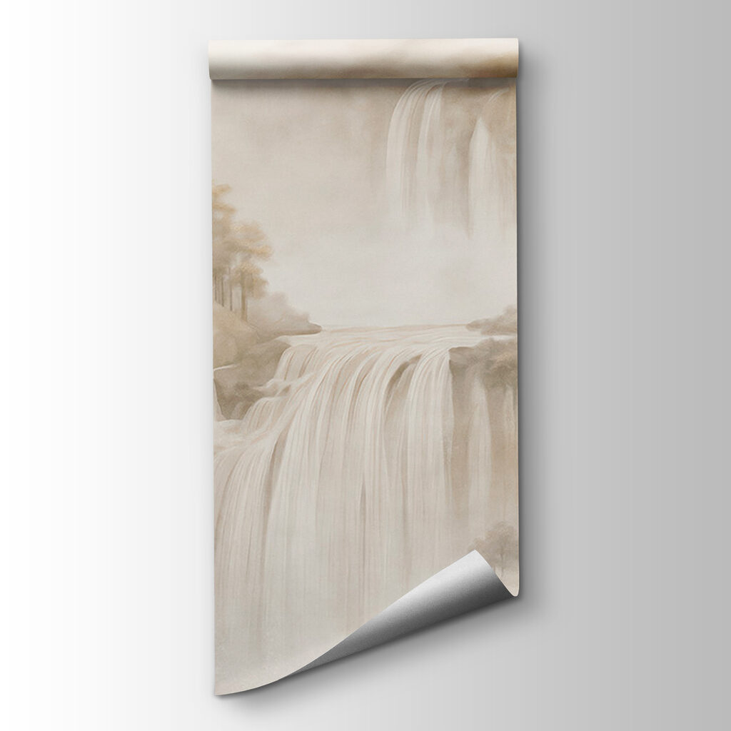 Waterfall in a foggy landscape Waterfall in a foggy landscape