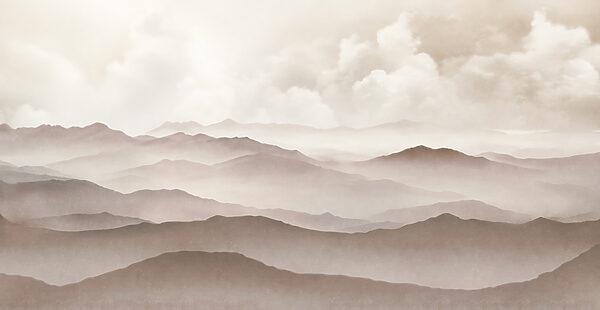 Foggy landscape of mountains