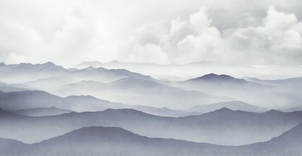 Foggy landscape of mountains
